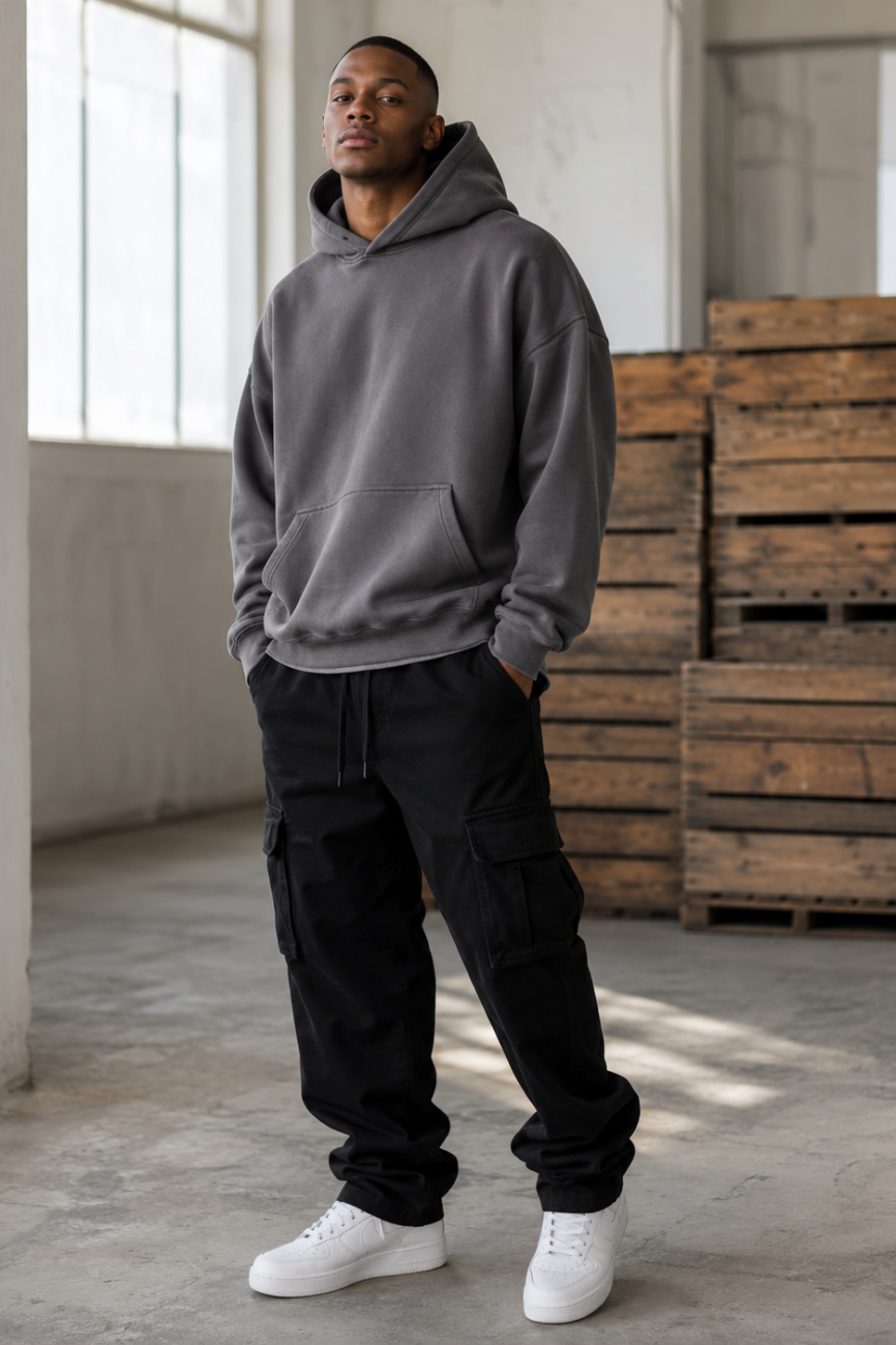 Contrast-Panel Street Hoodie
