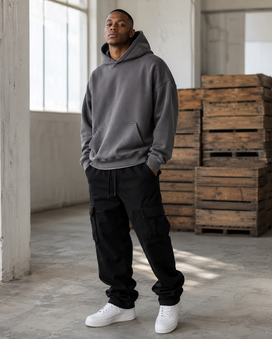 Contrast-Panel Street Hoodie