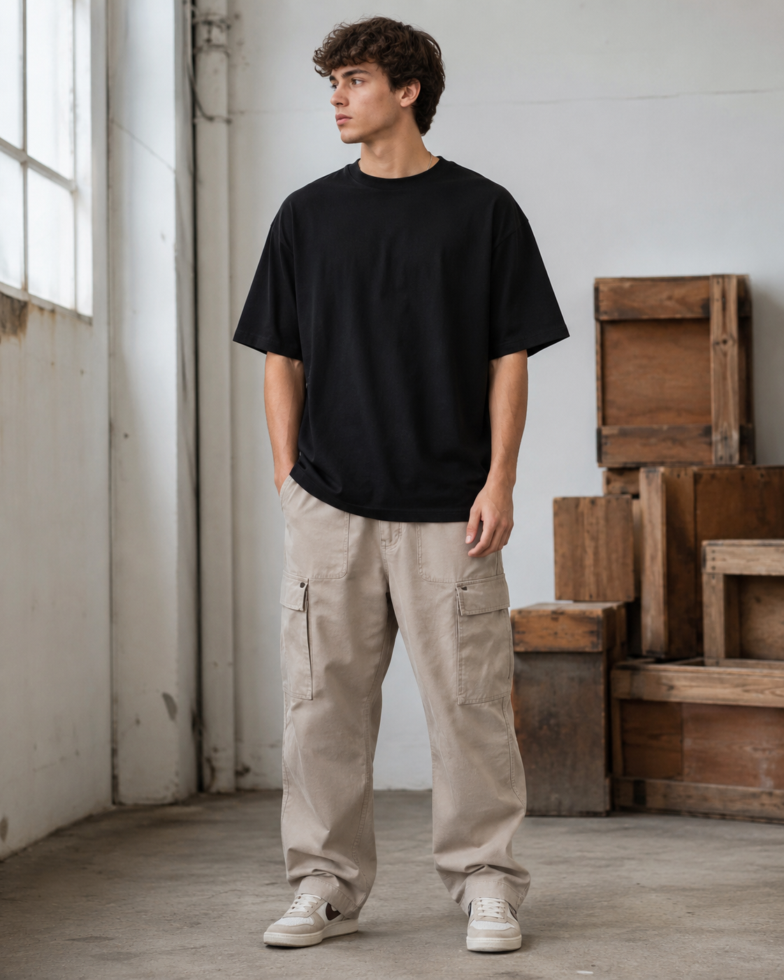 Contrast-Stitch Oversized Tee
